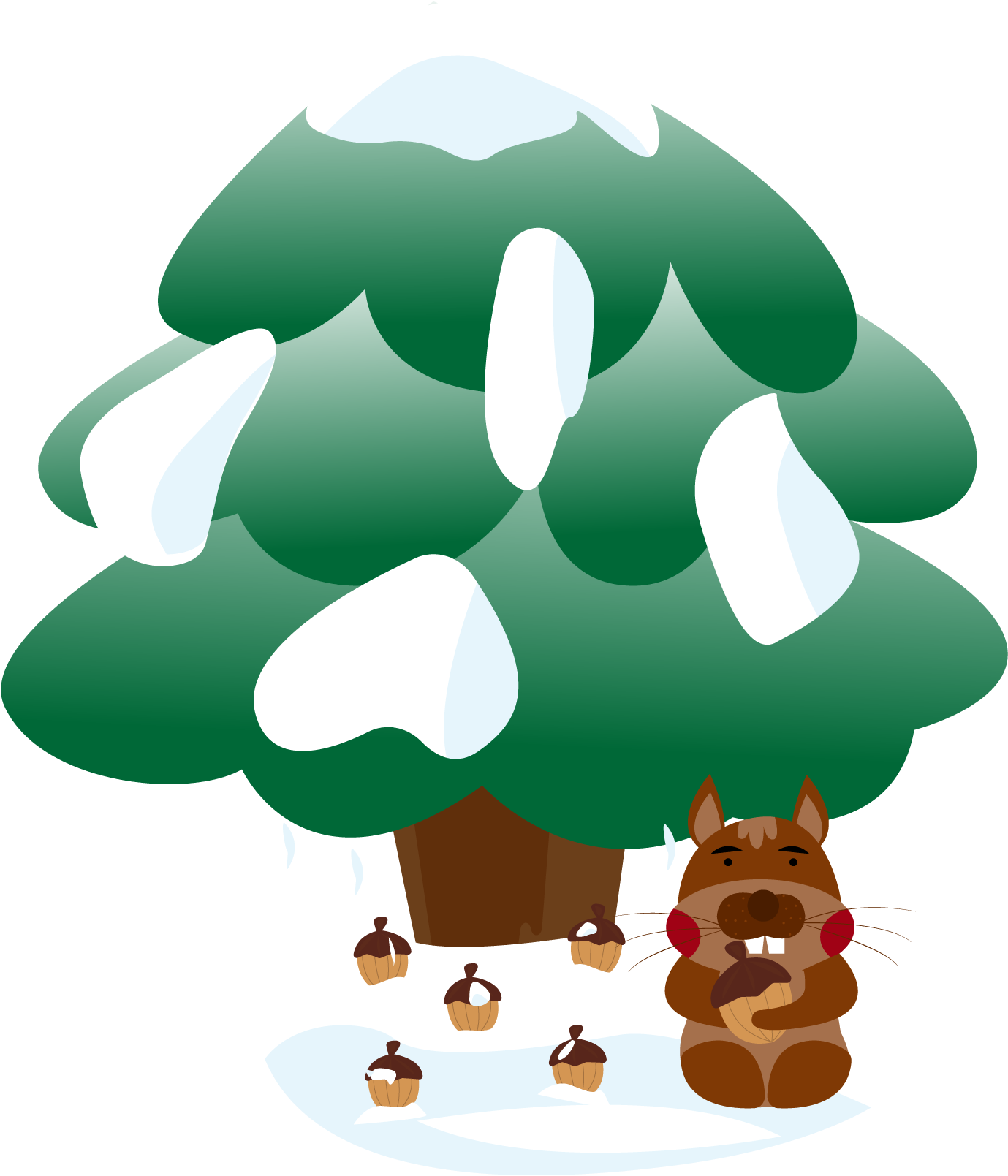 Snow Pine Winter Cone Png And Vector Image - Illustration Clipart (2000x2000), Png Download