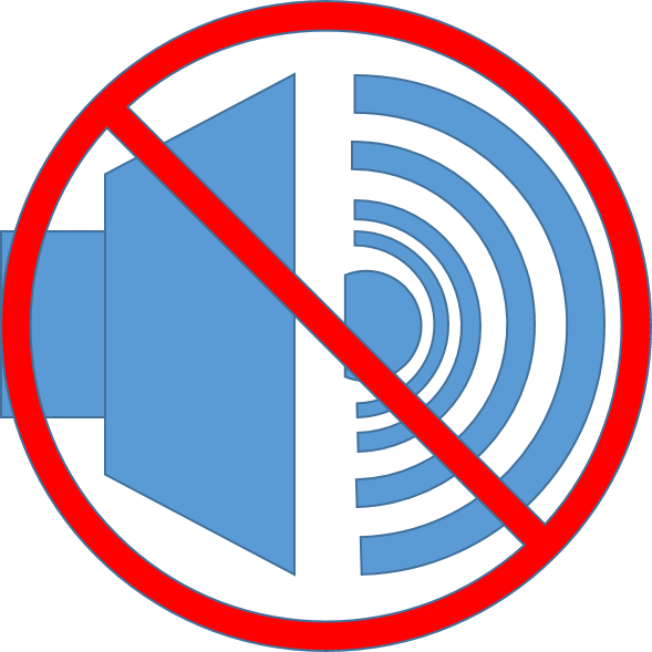 Speaker With Sound Bars And A No Symbol Across It - Circle Clipart (589x589), Png Download