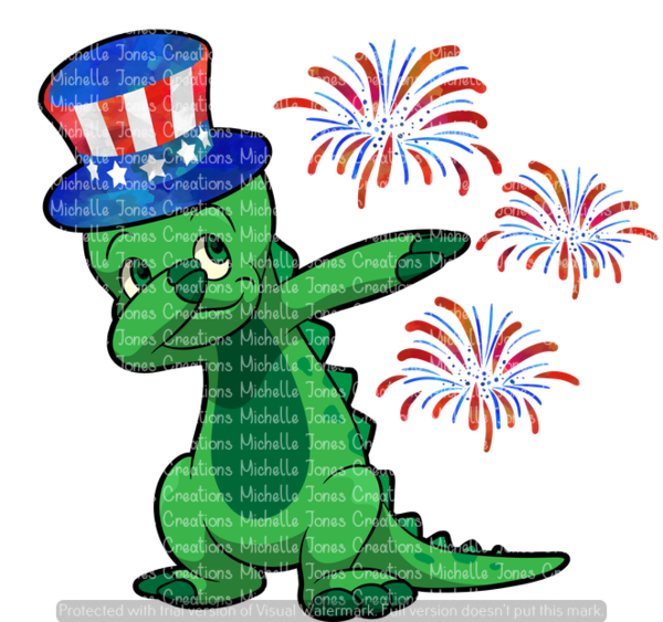 Dabbing Fourth Of July Dinosaur - Cartoon Clipart (600x563), Png Download