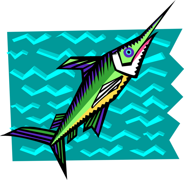 Vector Illustration Of Predatory Marine Broadbill Swordfish Clipart (715x700), Png Download