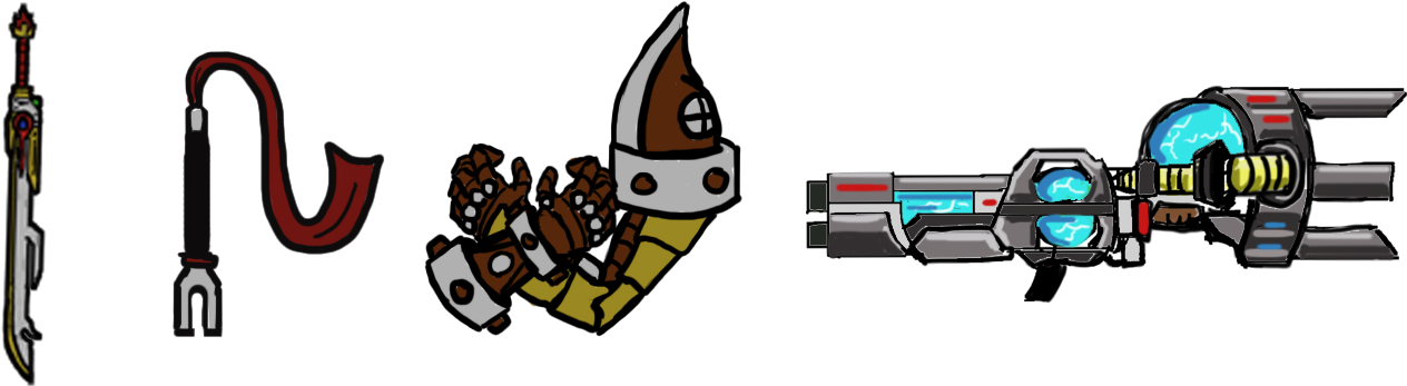 Weapons - Cartoon Clipart (1399x435), Png Download