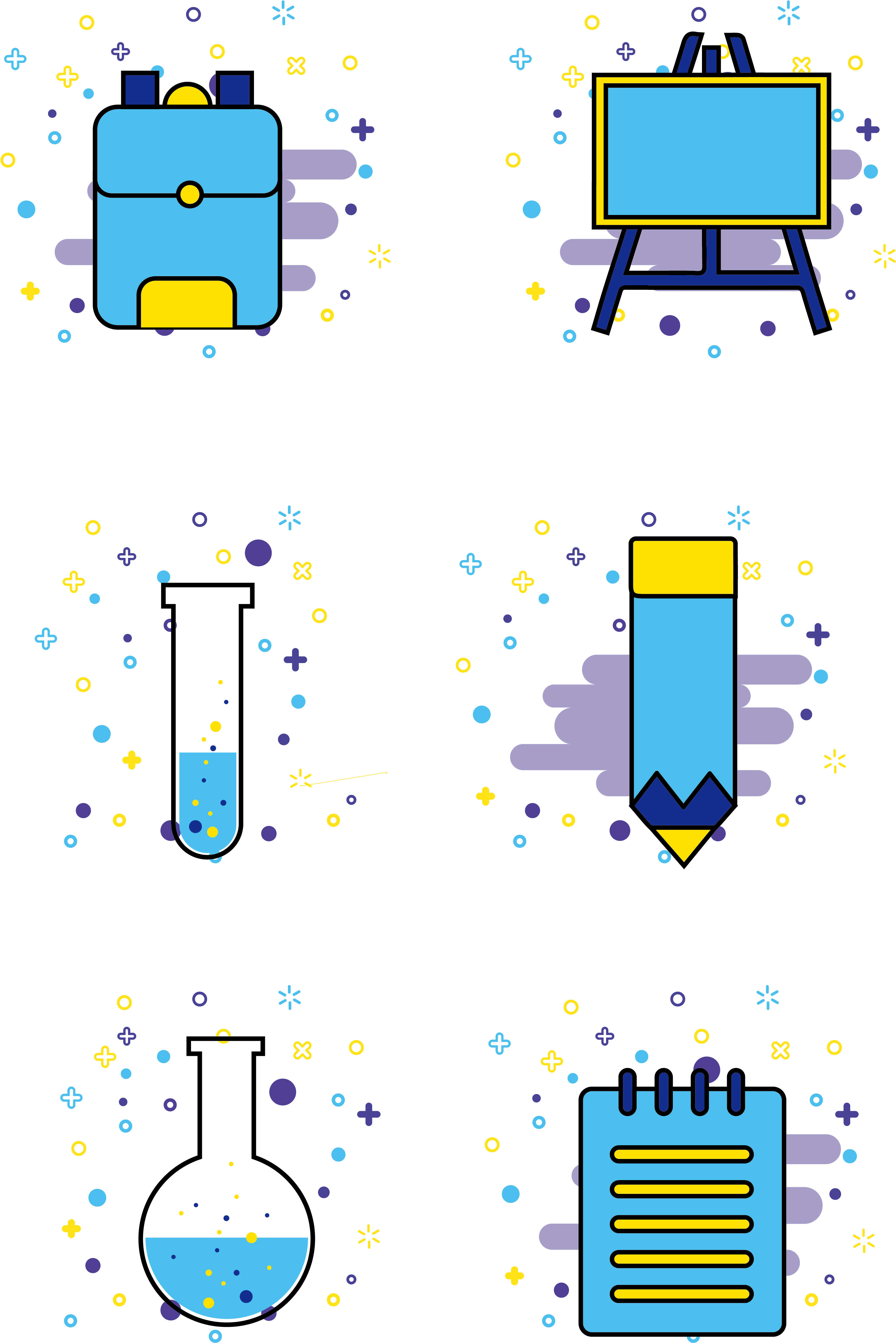 Mbe Style Student School Supplies Commercial Icon Elements - Graphic Design Clipart (4267x5704), Png Download