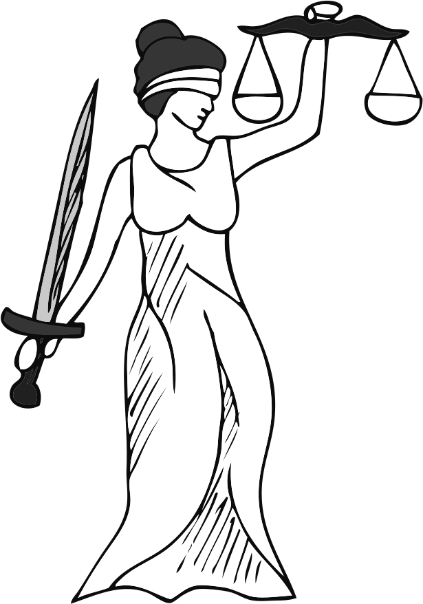 Justitia - Line Art Clipart (731x939), Png Download
