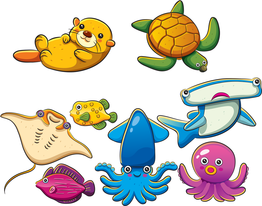 Sea Animal Lives Cartoon - Нарисованный Рыбки Clipart (1054x829), Png Download