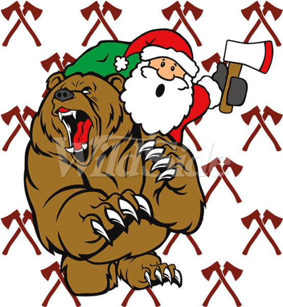Santa Fights A Bear - Polar Bear Clipart (600x600), Png Download