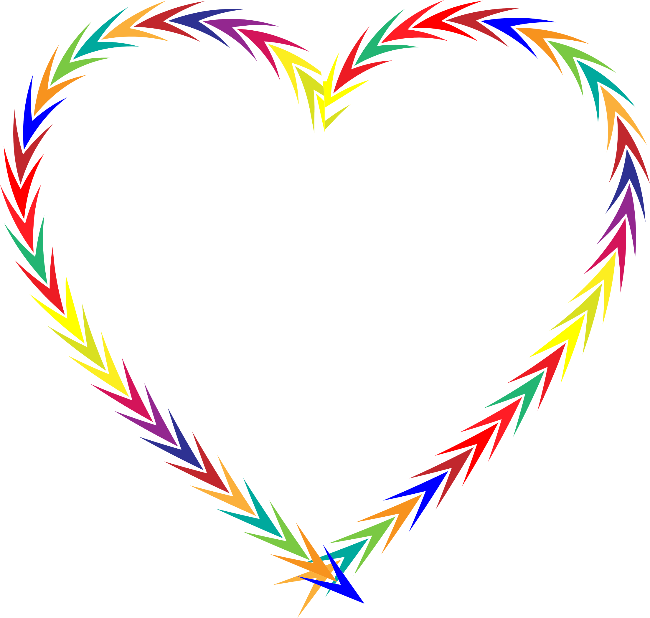 Colorful Heart With Arrow Svg - Heart Colorful Transparent Clipart (2206x2098), Png Download