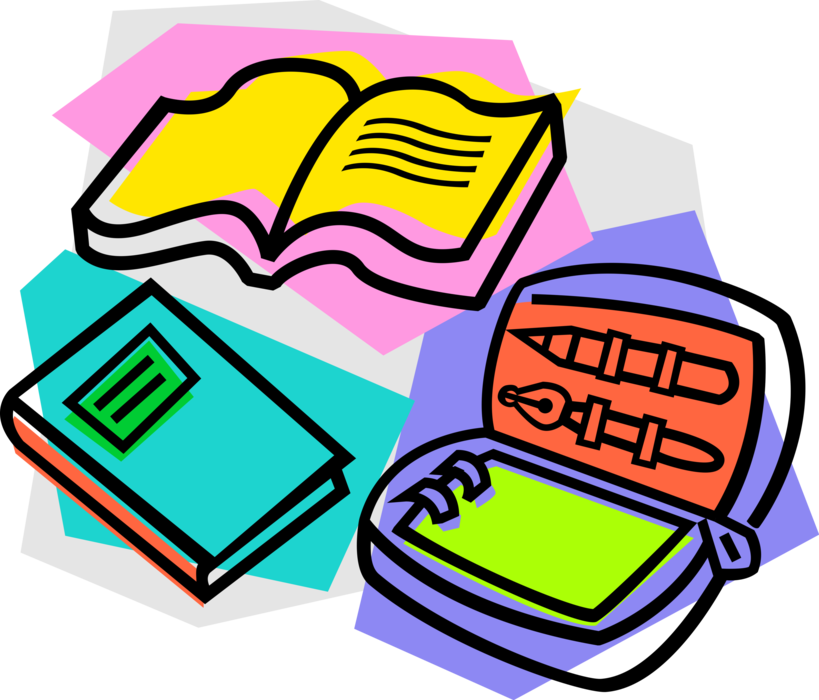 Vector Illustration Of School Classroom Textbooks And Clipart (819x700), Png Download