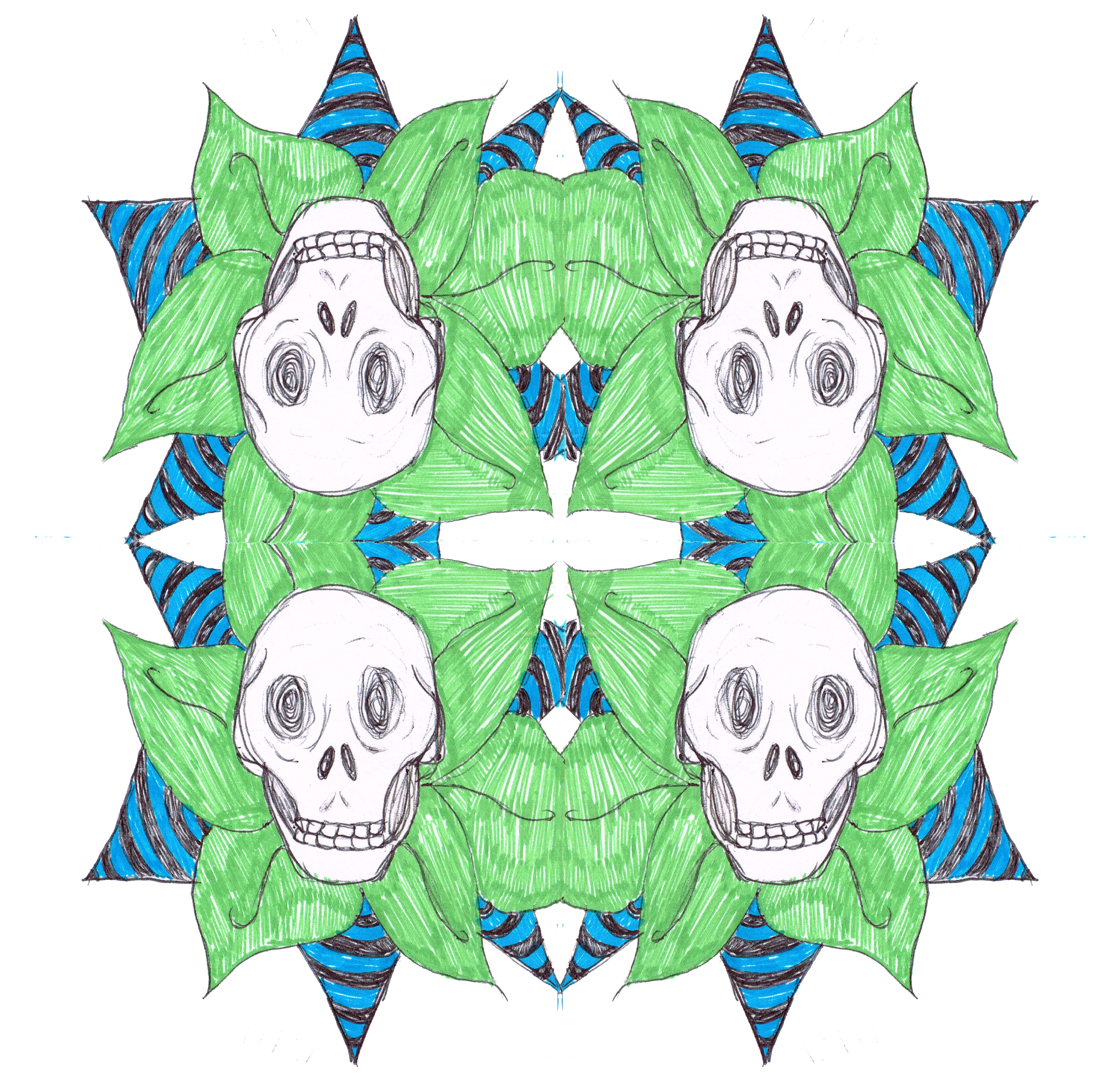 Kaleidoscopic Skull Flower Clipart (4200x4800), Png Download