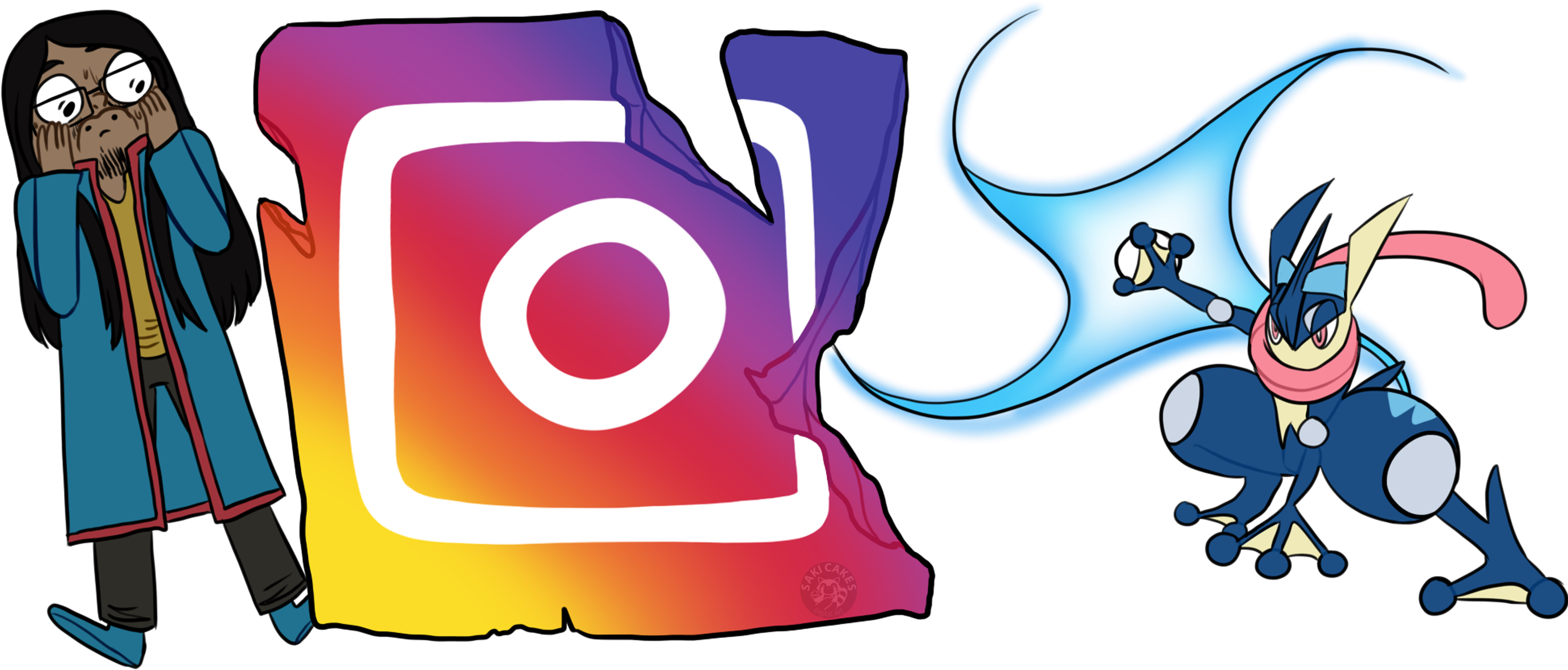 The Instagram Icon Being Distroyed By Greninja, While Clipart (3300x3300), Png Download