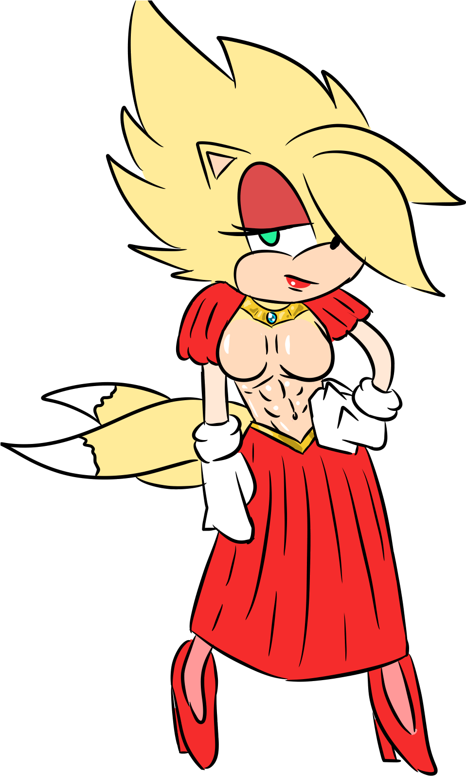 I Decided To Draw Runa Wearing A Dress While Not Covering - Cartoon Clipart (1080x1631), Png Download