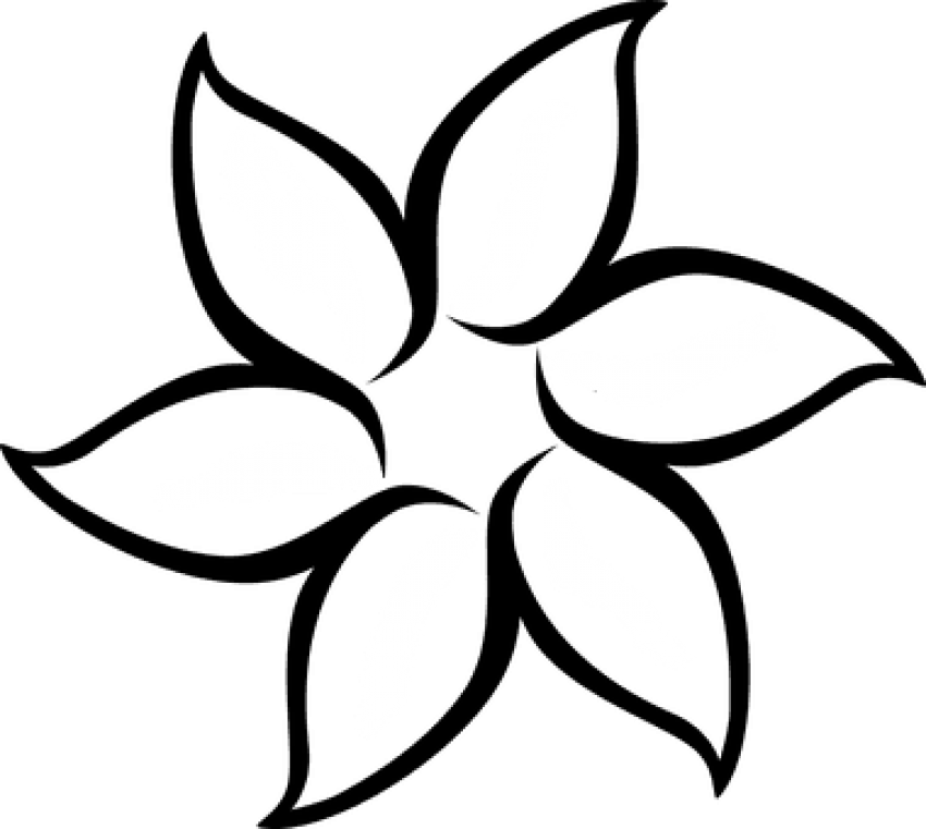 Free Png Download Floral Flower White Daffodil Daisy - Black Flower Outline Clipart (850x761), Png Download