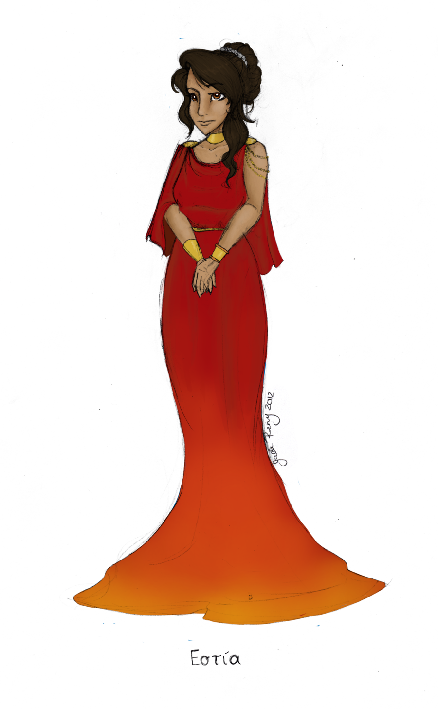 Goddess Clipart Roman Clothes - Hestia Greek Goddess Drawing - Png Download (900x1456), Png Download