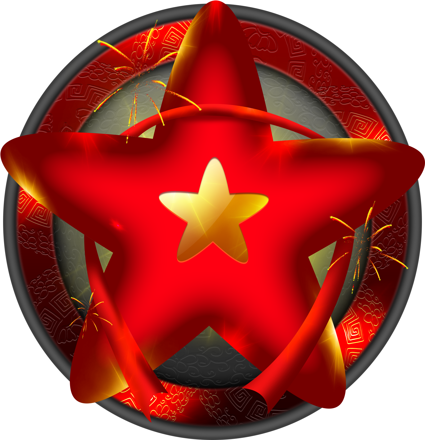 Pentagram Red Pointed Star Streamer Chinese Style Png - Vector Graphics Clipart (2000x2000), Png Download