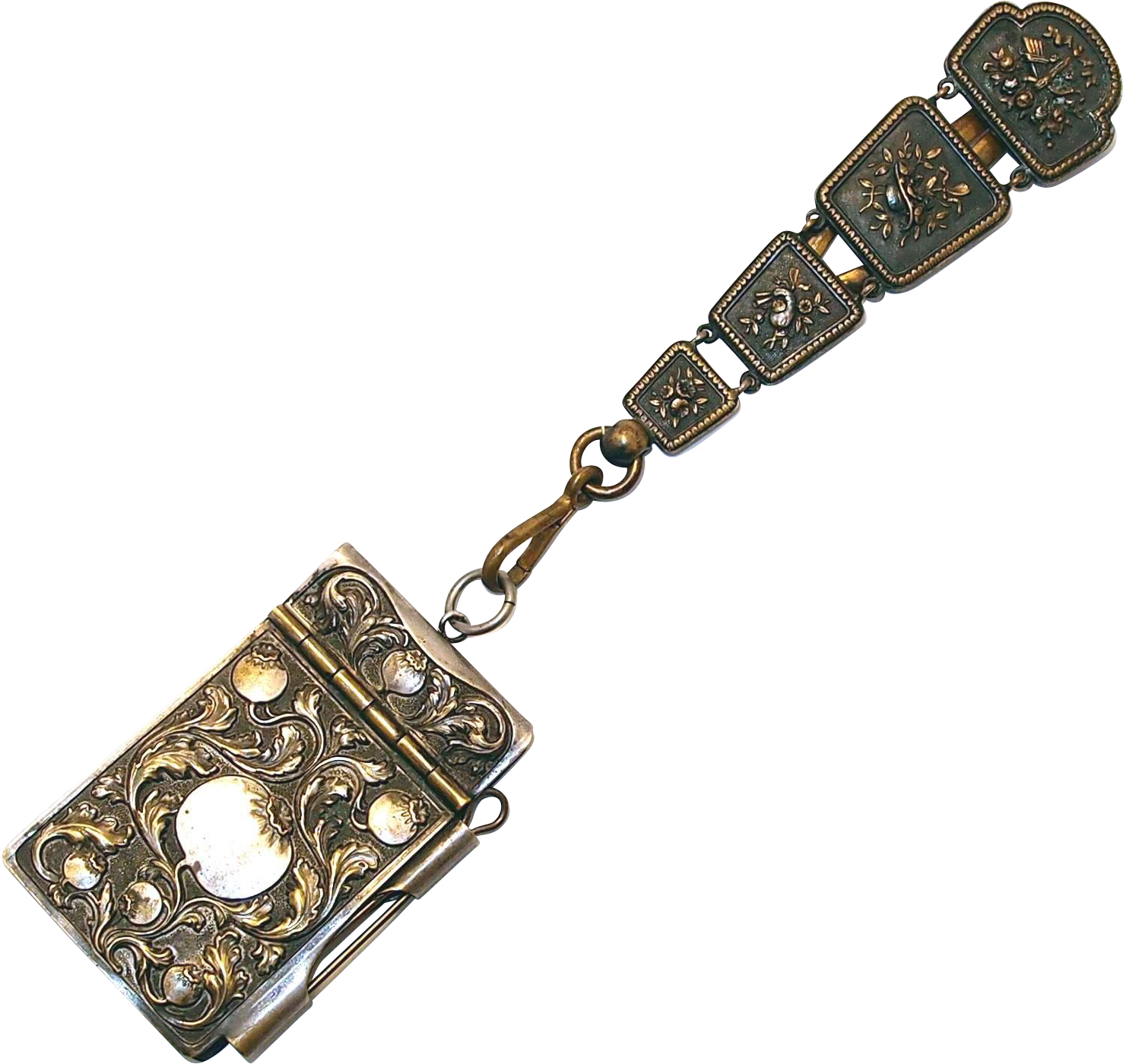 Antique Victorian Chatelaine Waist Clip With Art Nouveau - Chain - Png Download (1476x1476), Png Download