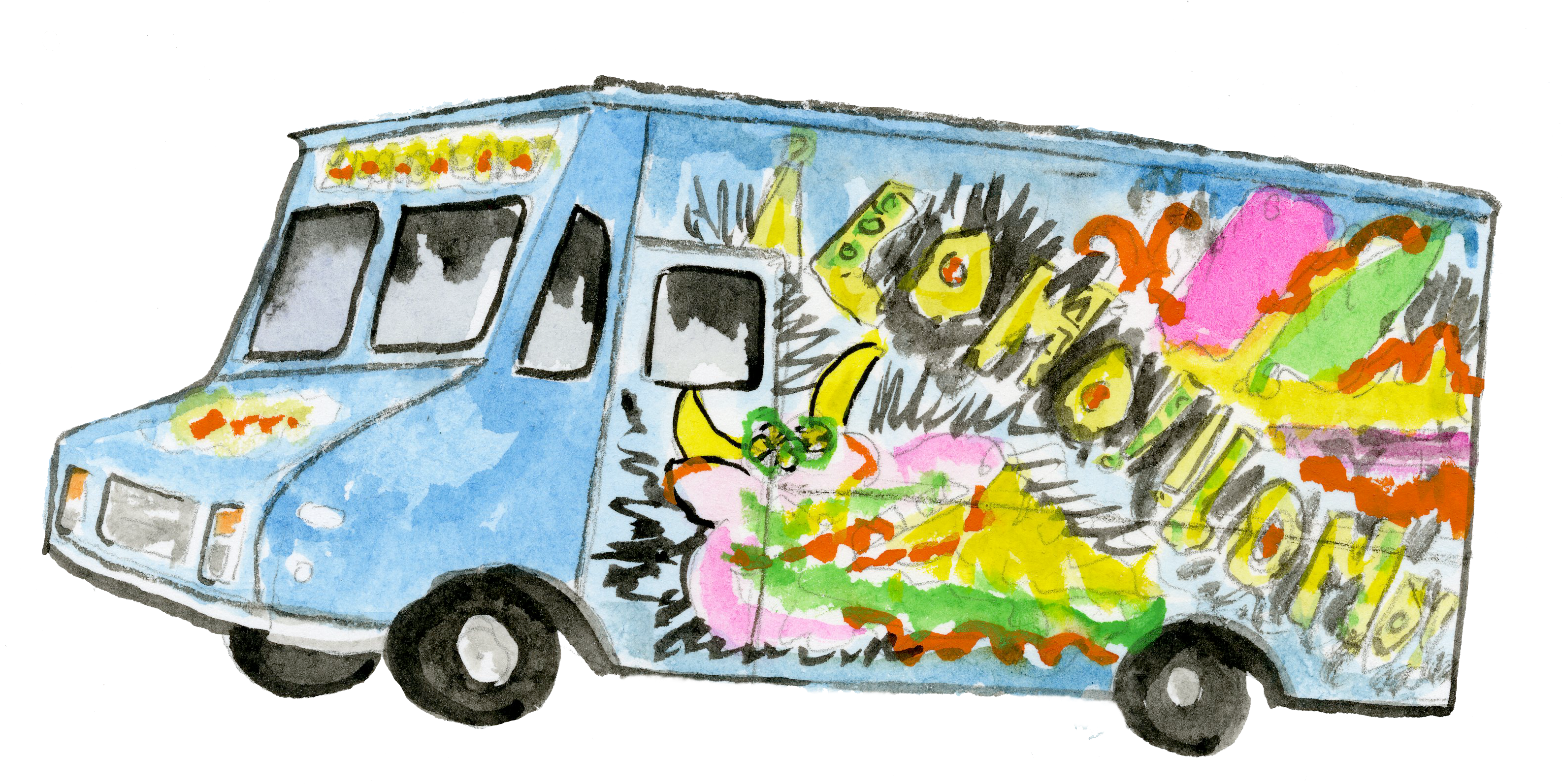 Lomo Lomo - Food Truck Clipart (3194x1606), Png Download