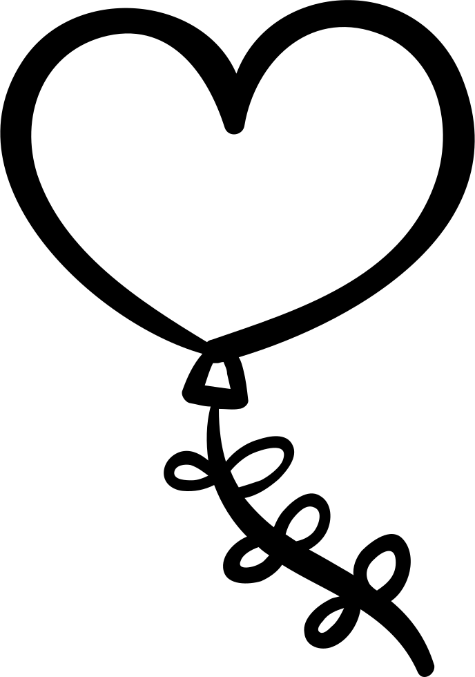 Heart Shaped Clipart Svg - Heart Shaped Balloon Black And White - Png Download (688x980), Png Download