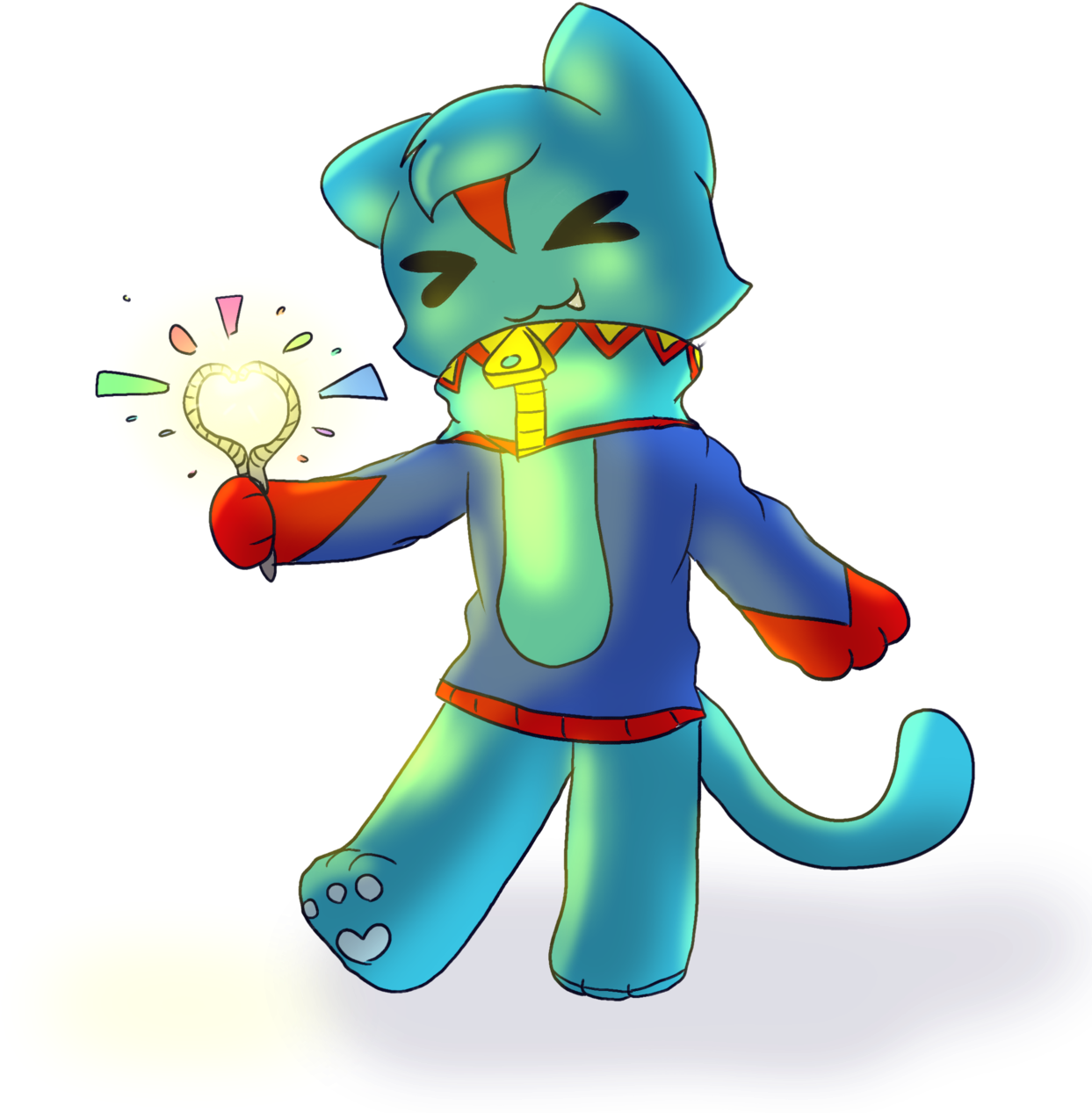 Shark Cat With A Sparkler - Cartoon Clipart (1280x1280), Png Download