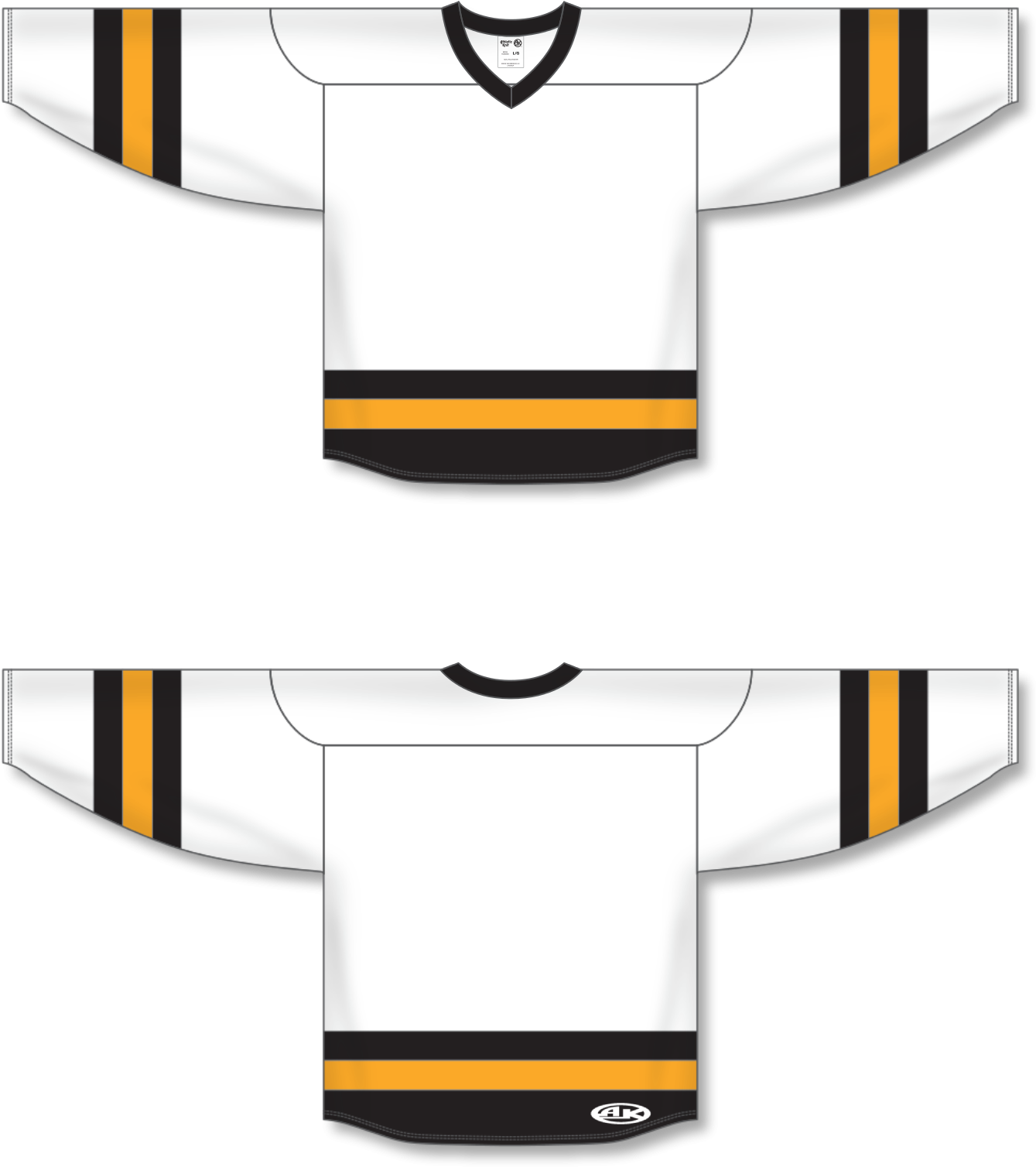 Athletic Knit H6500 White/black/gold League Hockey Clipart (1343x1516), Png Download