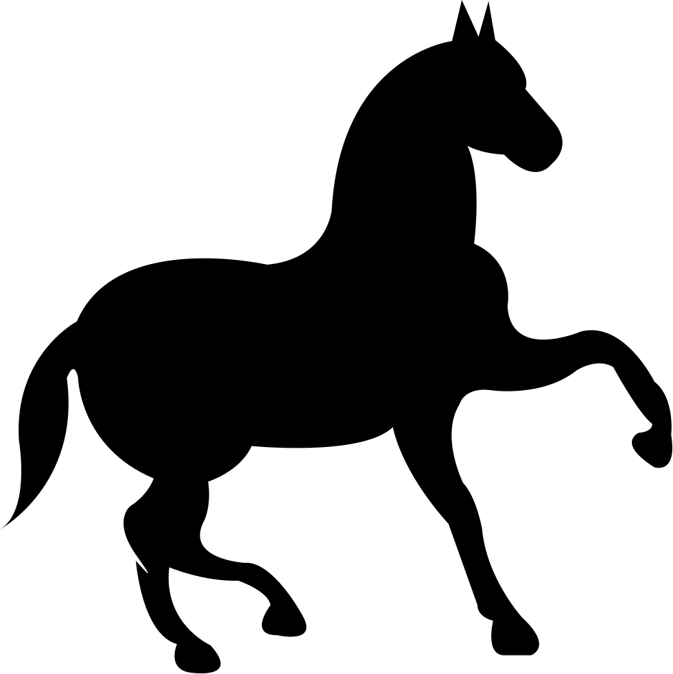 Dancing Black Horse With One Lift Foot Comments - Horses Svg Clipart (981x983), Png Download