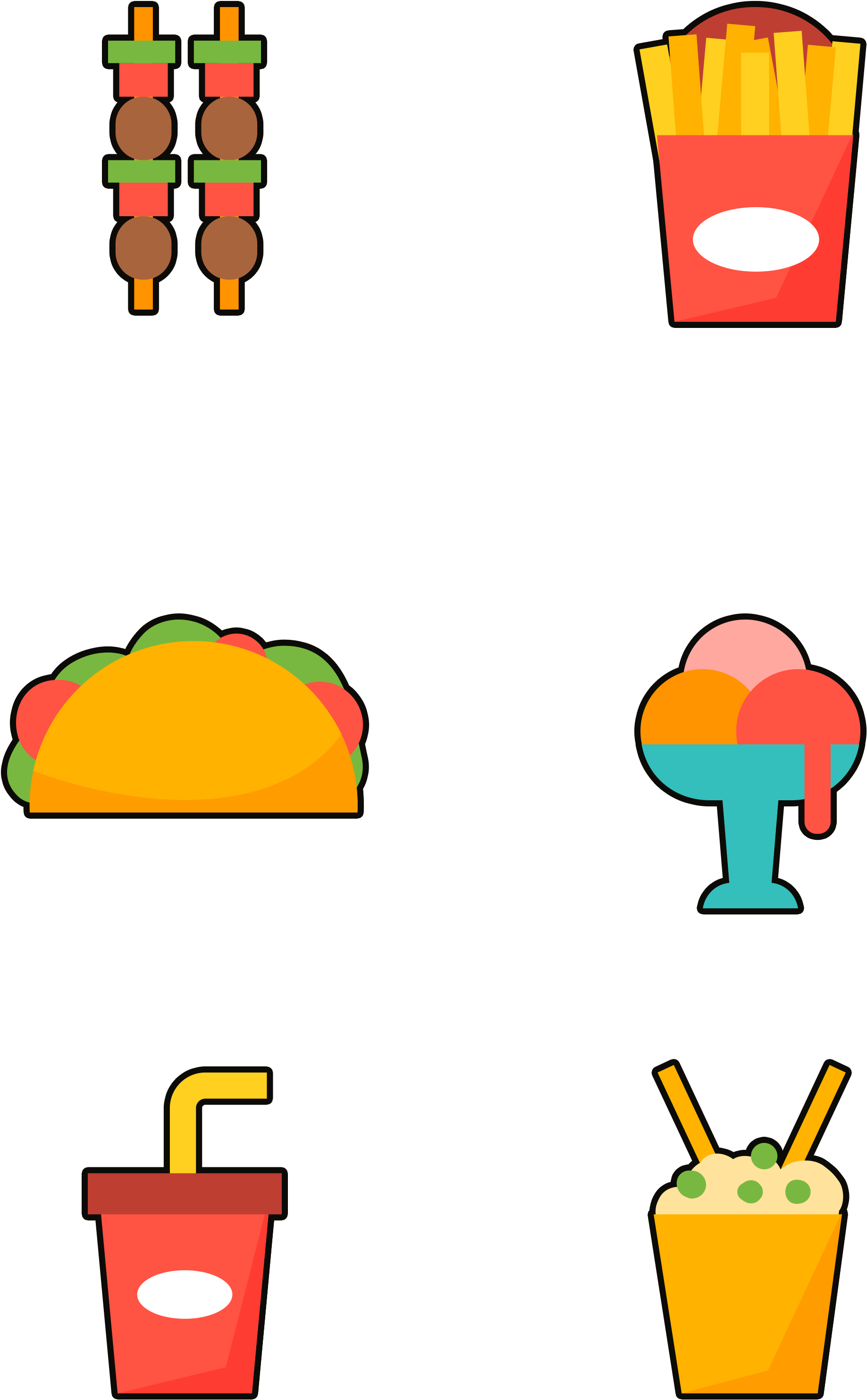 Fast Food Snacks Colored Minimalistic Png And Psd Clipart (3072x4107), Png Download