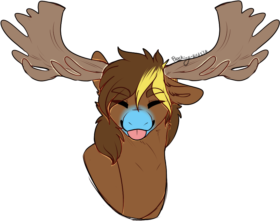 Antlers, Blep, Dyed Mane, Moose, Non-pony Oc, Oc, Oc - Cartoon Clipart (929x743), Png Download
