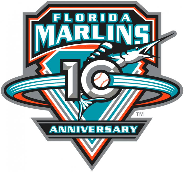 Miami Marlins Logos Iron On Stickers And Peel-off Decals - Miami Marlins 25th Anniversary Clipart (750x930), Png Download