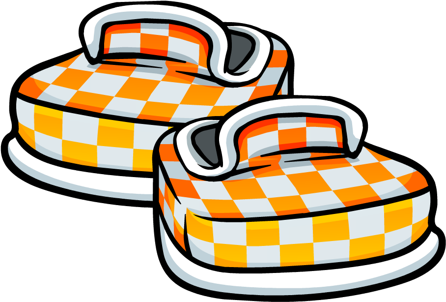 Dk Style Orange Checkered Shoes - Club Penguin Checkered Shoes Clipart (925x882), Png Download