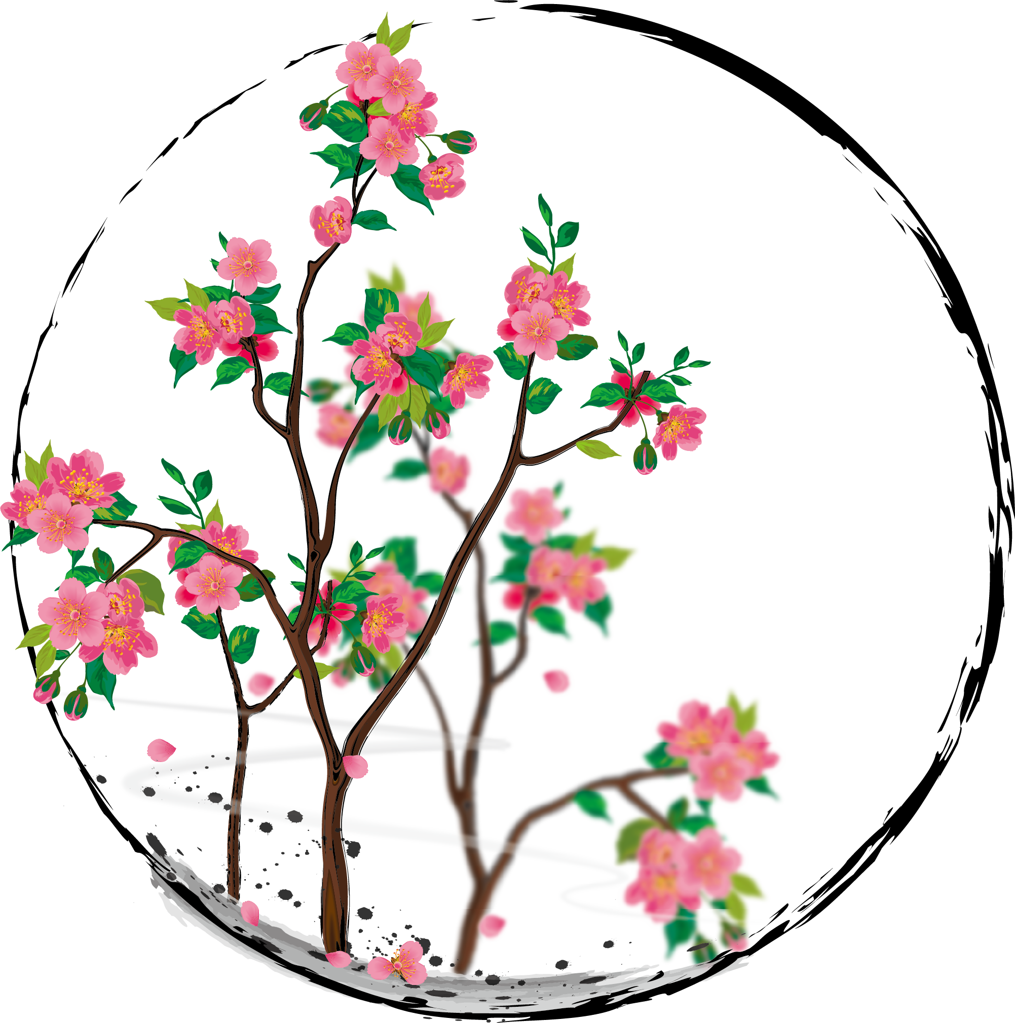Pintado A Mano Flor Árboles Flores Png E Imagen Vectorial Clipart (2003x2019), Png Download