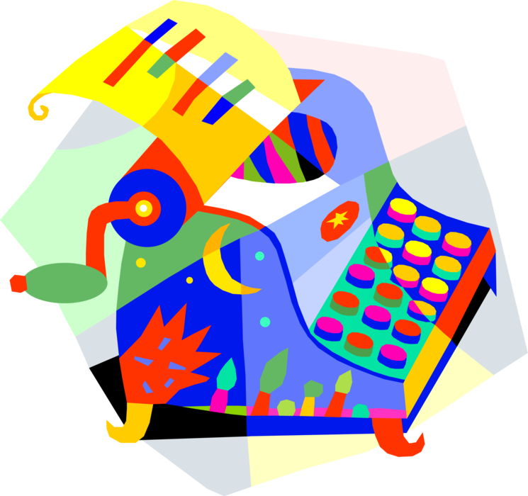 Vector Illustration Of Old School Typewriter With Document - Graphic Design Clipart (745x700), Png Download