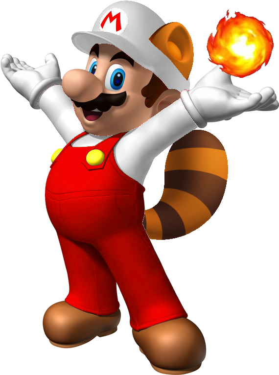 Fire Raccoon Mario - New Super Mario Bros Wii Clipart (607x807), Png Download