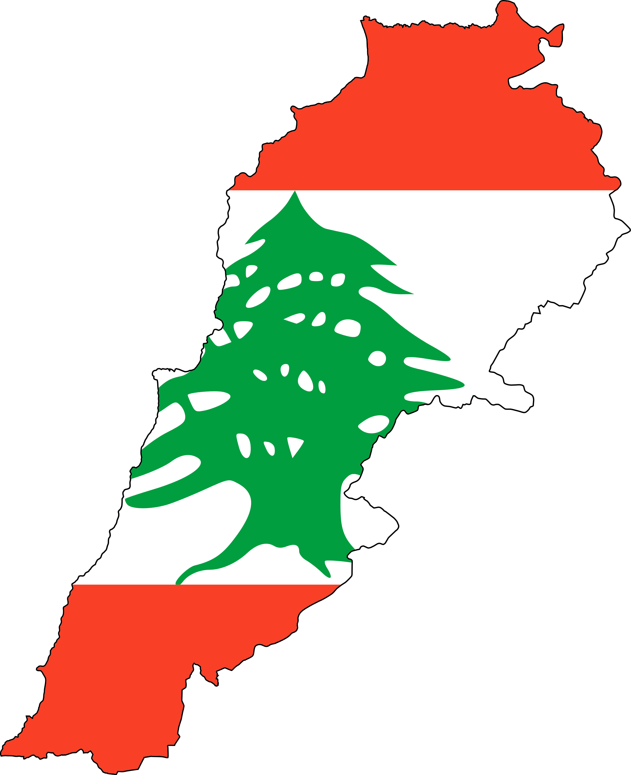 Lebanon Flag Map Clipart (2048x2515), Png Download