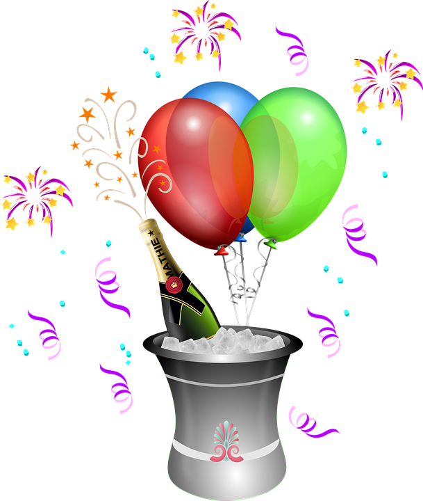 Jubilæum, Balloner, Flaske, Spand, Fest, Champagne - Champagne Clipart - Png Download (609x720), Png Download