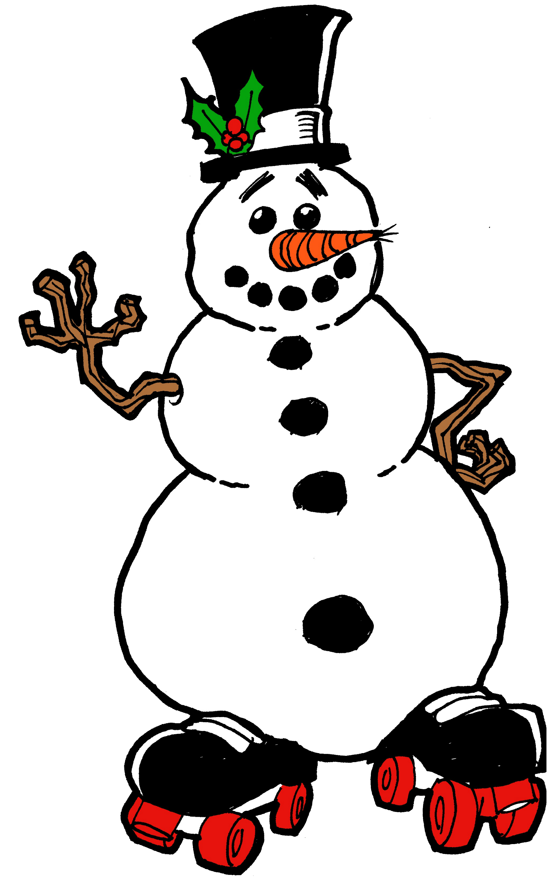 Special School's Out Skate - Snowman On Roller Skates Clipart (1850x2955), Png Download