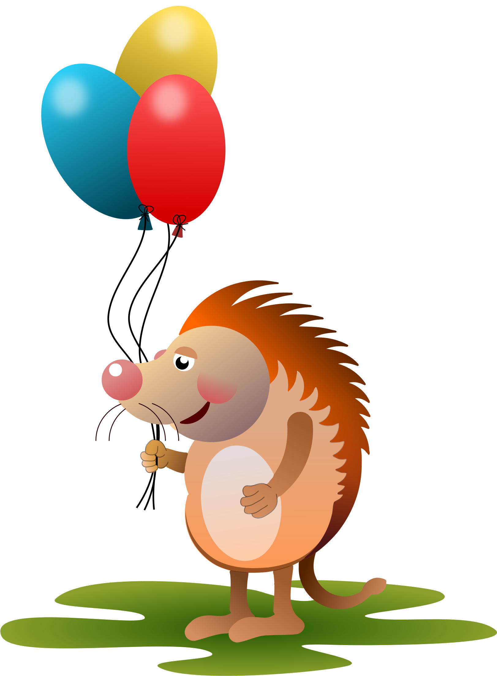 Hedgehog With Balloons - El Erizo Y El Globo Clipart (2000x2429), Png Download