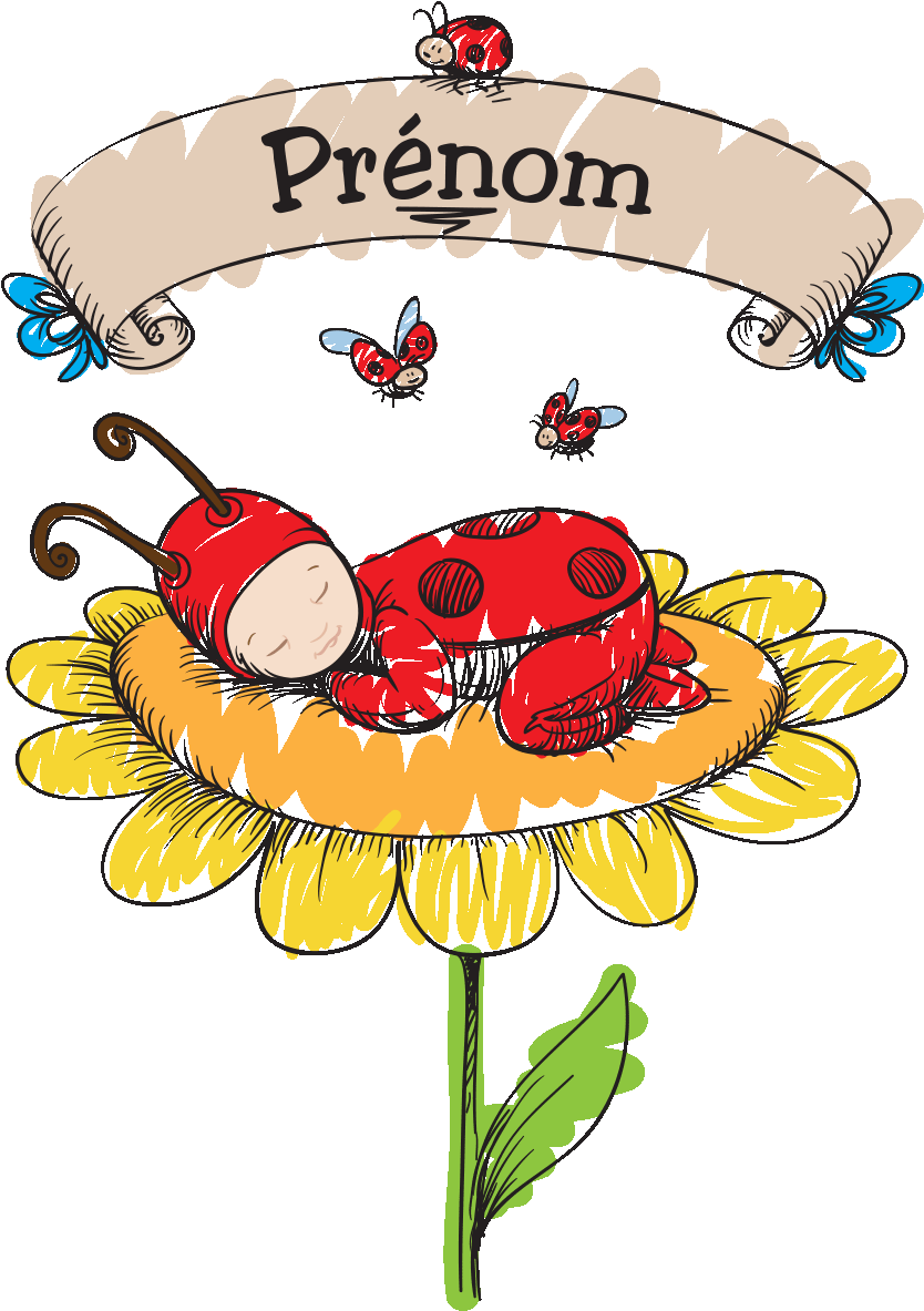 Sticker Prenom Personnalisable Bebe Coccinelle Ambiance - Illustration Clipart (1200x1200), Png Download