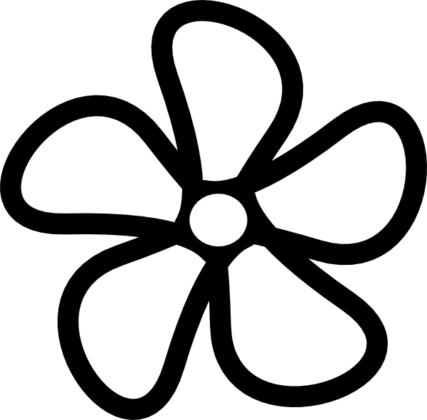 Flower Clip Art - Outline Flower Clip Art Black And White - Png Download (600x590), Png Download