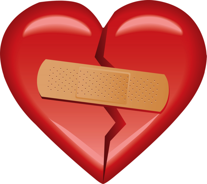 Clipart Black And White Stock Heart With Psd Official - Broken Heart With Bandage Png Transparent Png (675x600), Png Download