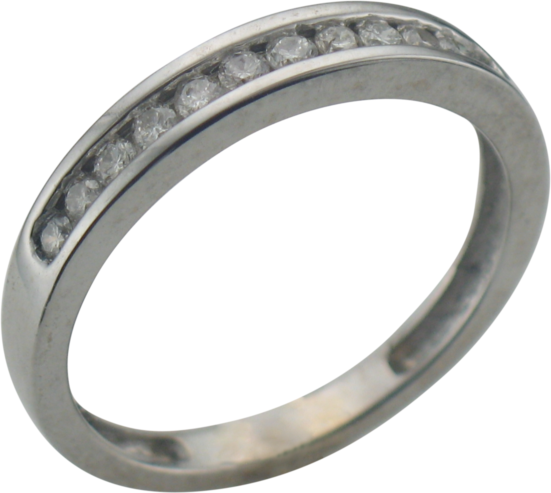 Estate 14k White Gold Diamond Wedding Band Clipart (2500x1875), Png Download