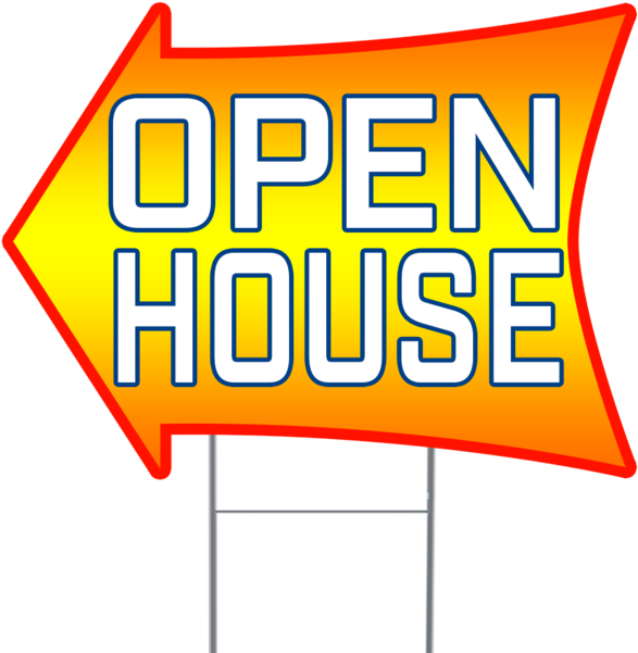 Open House 2 Sided Arrow Yard Sign Clipart (600x600), Png Download