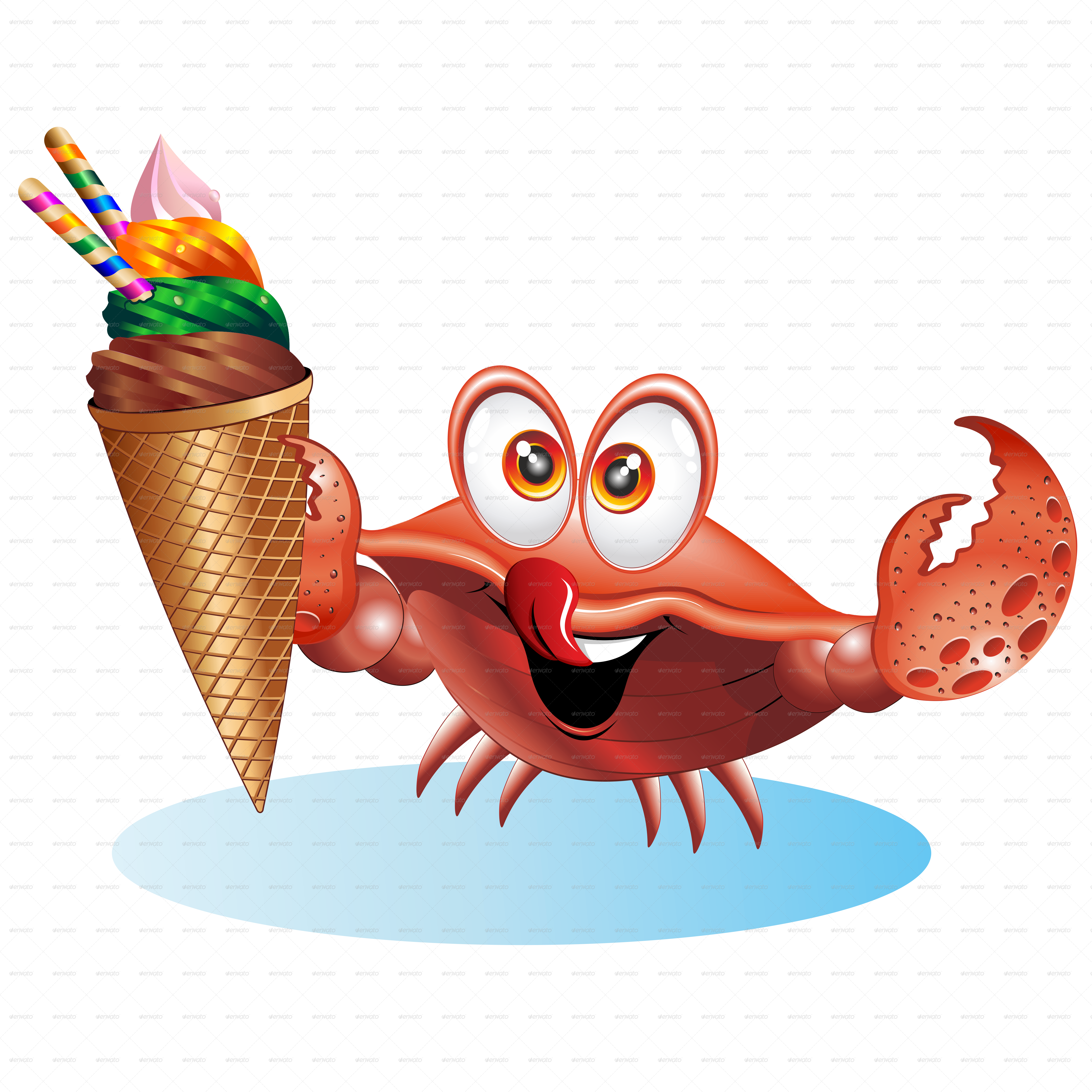Crab Cartoon With Ice Cream Giff5000 Crab Cartoon With - Cartoon Clipart (5000x5000), Png Download