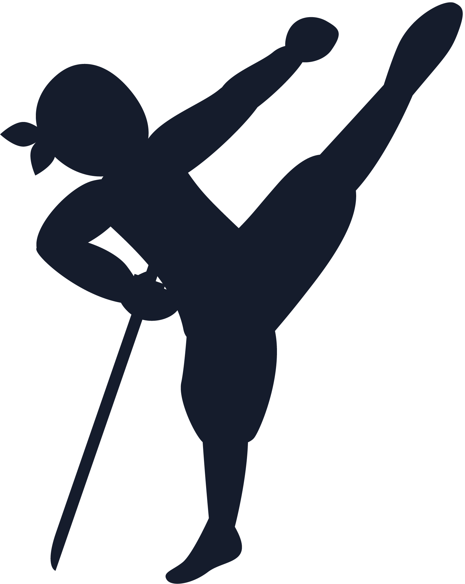 This Is A Sticker Of A Ninja Doing A Kick Clipart (1491x1872), Png Download