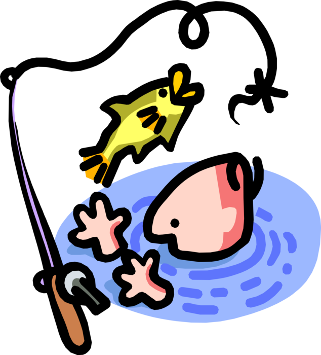 Vector Illustration Of Sport Fisherman Angler Falls Clipart (634x700), Png Download