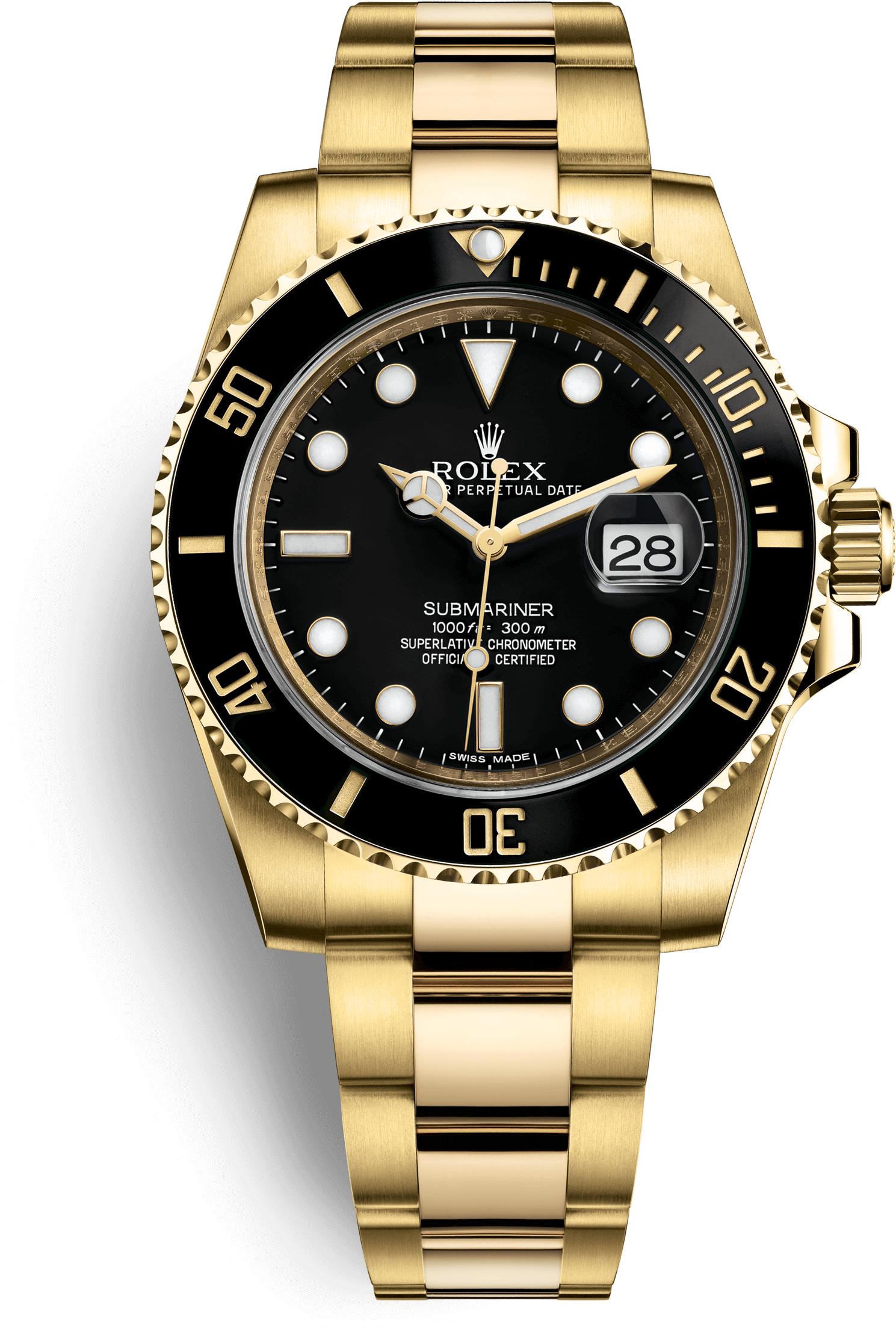 Submariner Watch Rolex Gold Colored Free Transparent - Rolex Gmt Gold Clipart (3000x3000), Png Download
