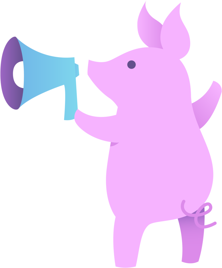 Pig On Social-02 - Cartoon Clipart (1000x1000), Png Download