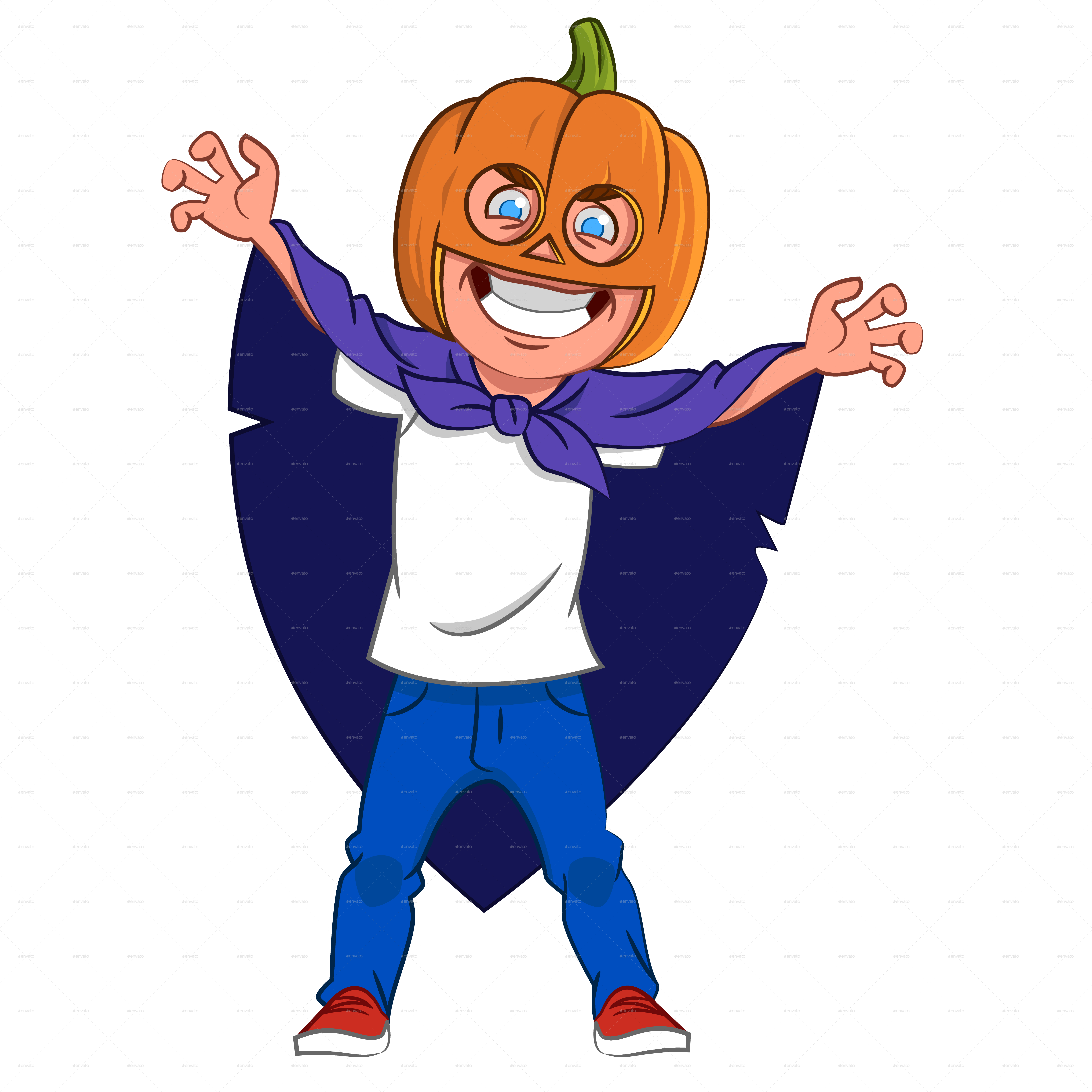 Boy In Pumpkin Costume - Cartoon Clipart (6000x6000), Png Download
