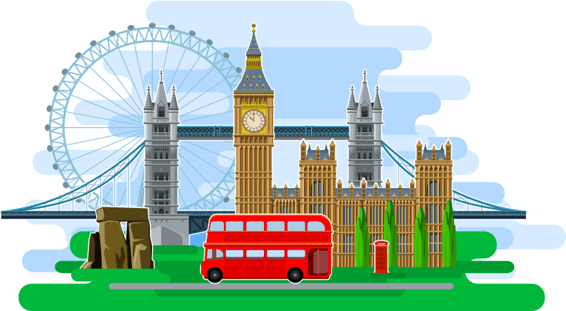 London Directory Main Bus Booth Westminster Bridge - Illustration Clipart (1600x629), Png Download
