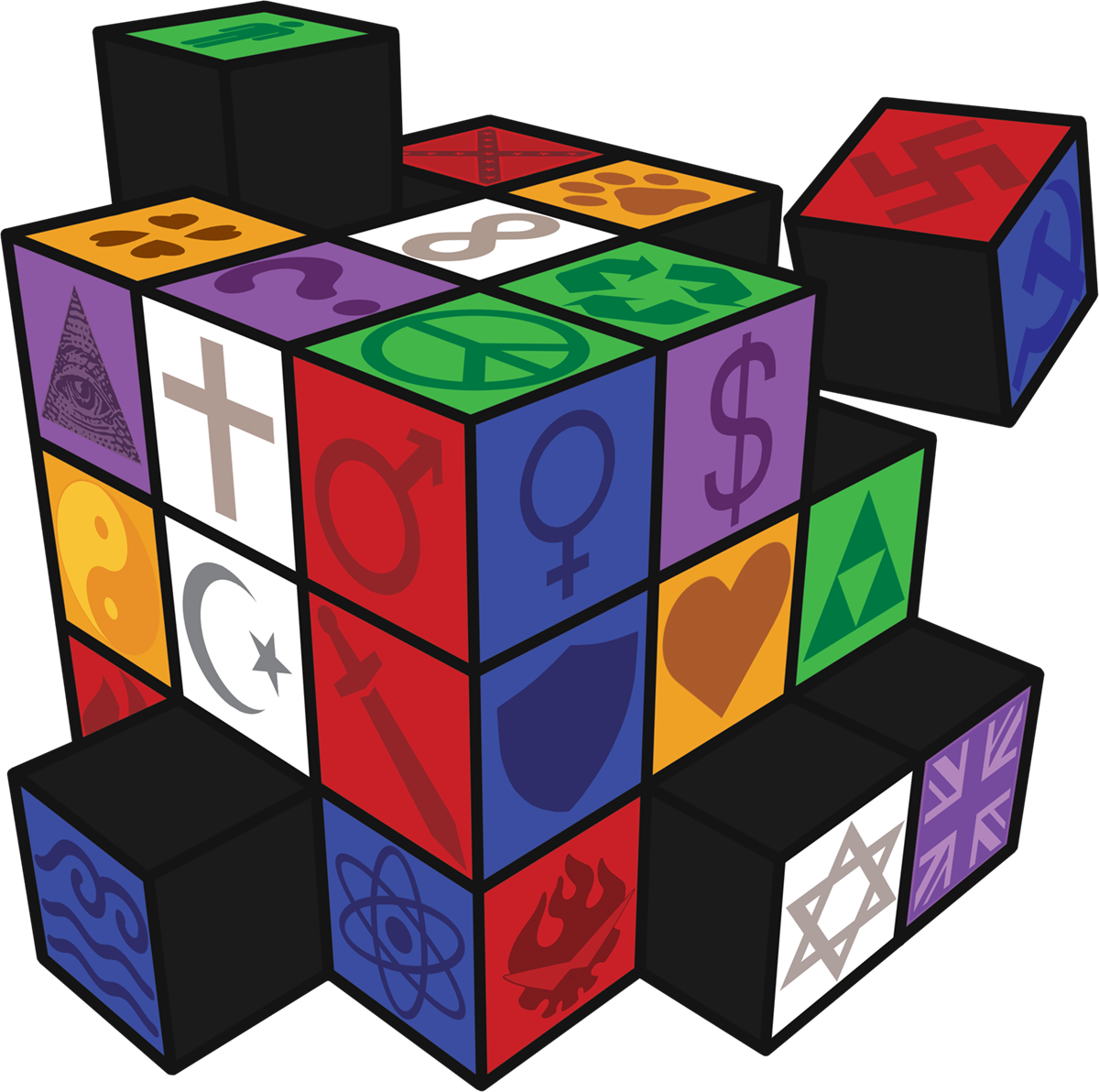 The Ideological Rubik's Cube, Digital, 1200 X - Toy Block Clipart (1200x1192), Png Download