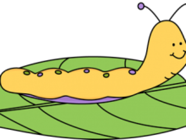 Caterpillar Clipart Long - Clipart Worm On The Leaf - Png Download (640x480), Png Download