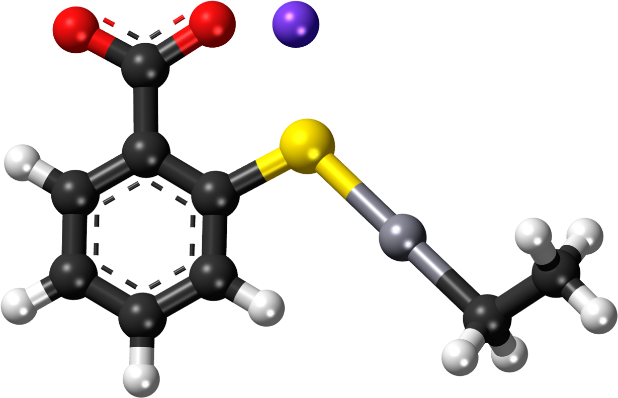 Thiomersal Ball And Stick Model - Structure And Iupac Name Of Salicylic Acid Clipart (1280x843), Png Download