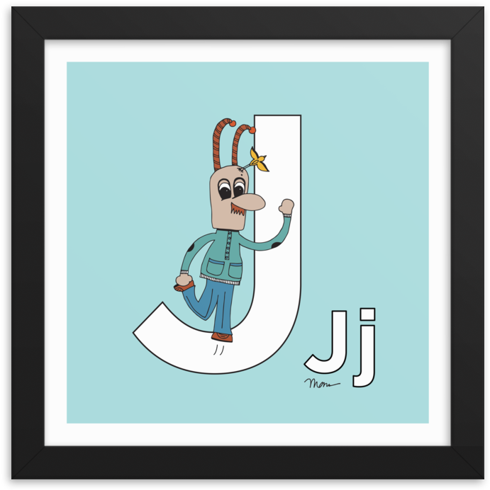 The Letter J Print By Monica Escobar Allen - Cartoon Clipart (1000x1000), Png Download